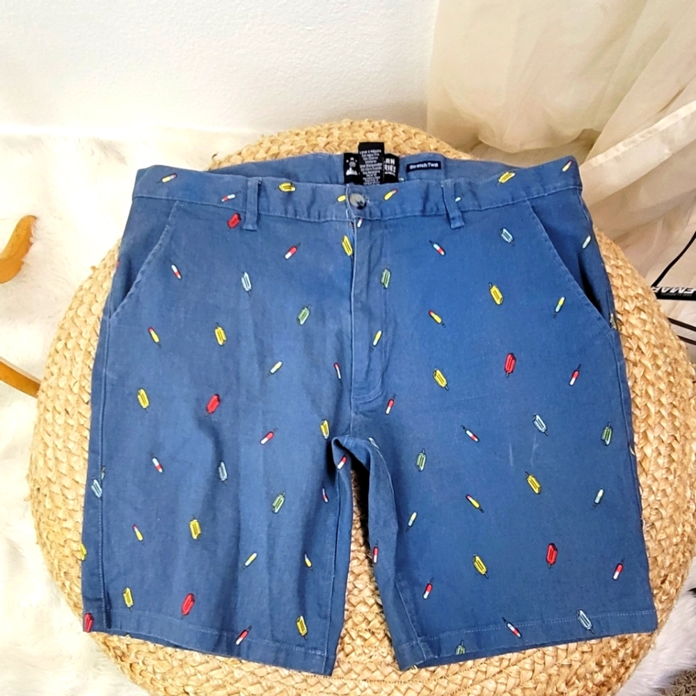 RAW YARN SOLIDS & STRIPES POPSICLES DARK BLUE MEN'S SHORTS  sz 38